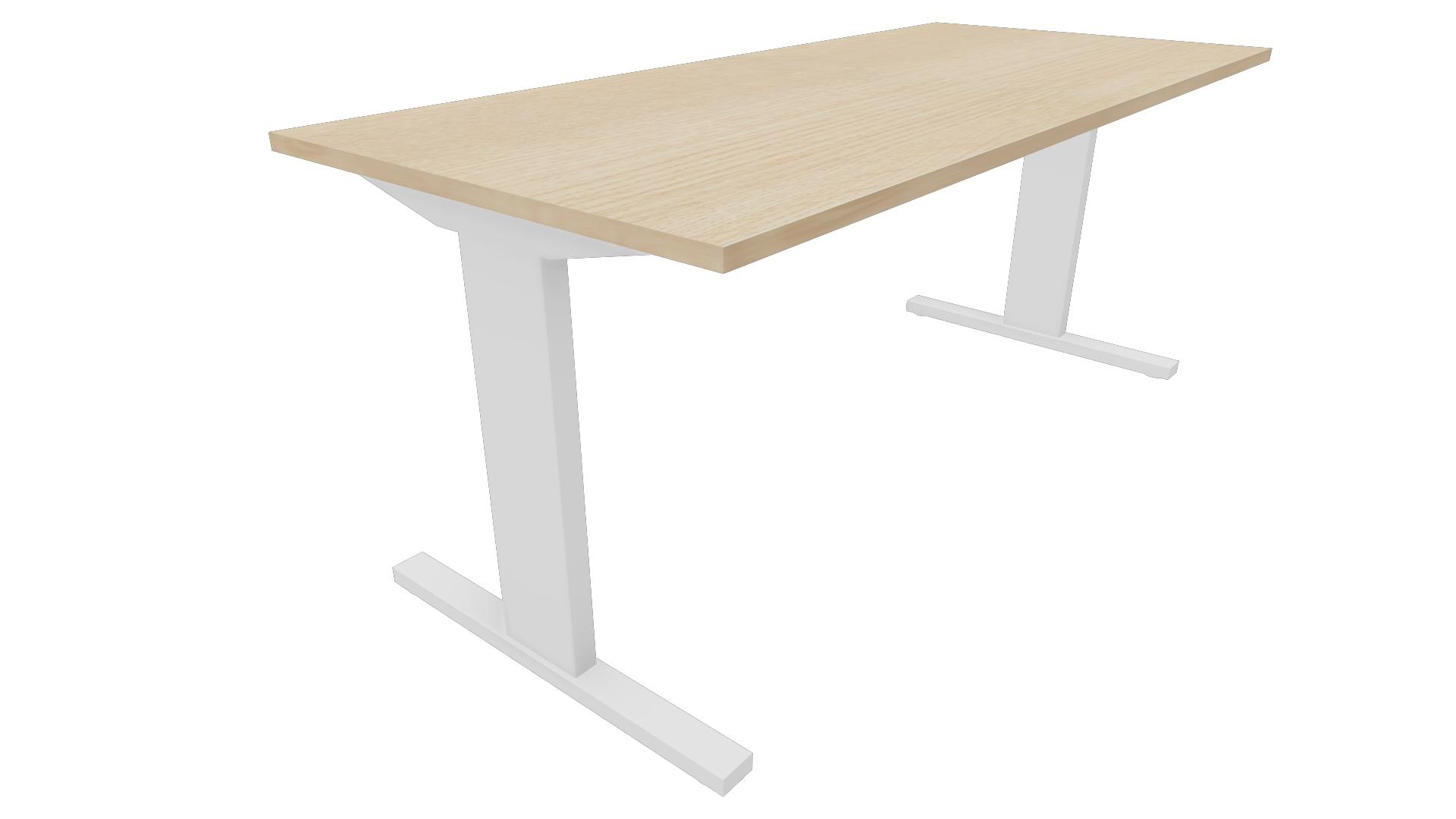 Recht bureau - 160 x 80 cm. - Wit - Eiken licht afbeelding