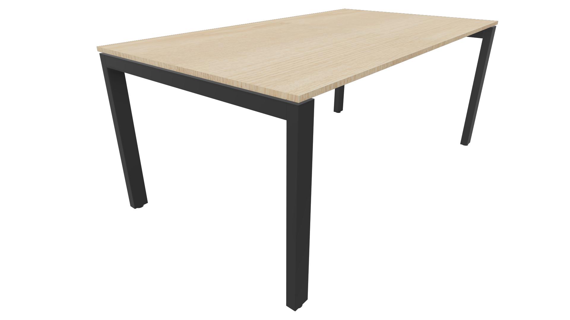 Bureau 4331 recht - 200 x 90 cm - Zwart - Eiken licht afbeelding