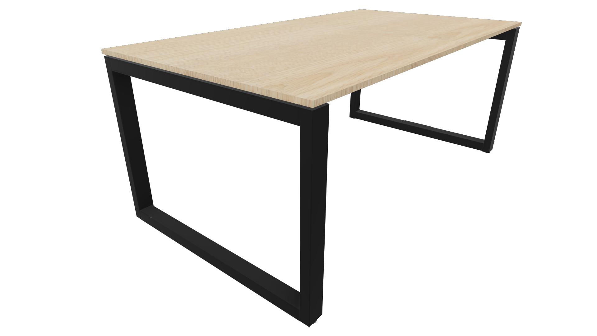 Bureau 4431 recht - 160 x 80 cm. - Zwart - Eiken licht afbeelding