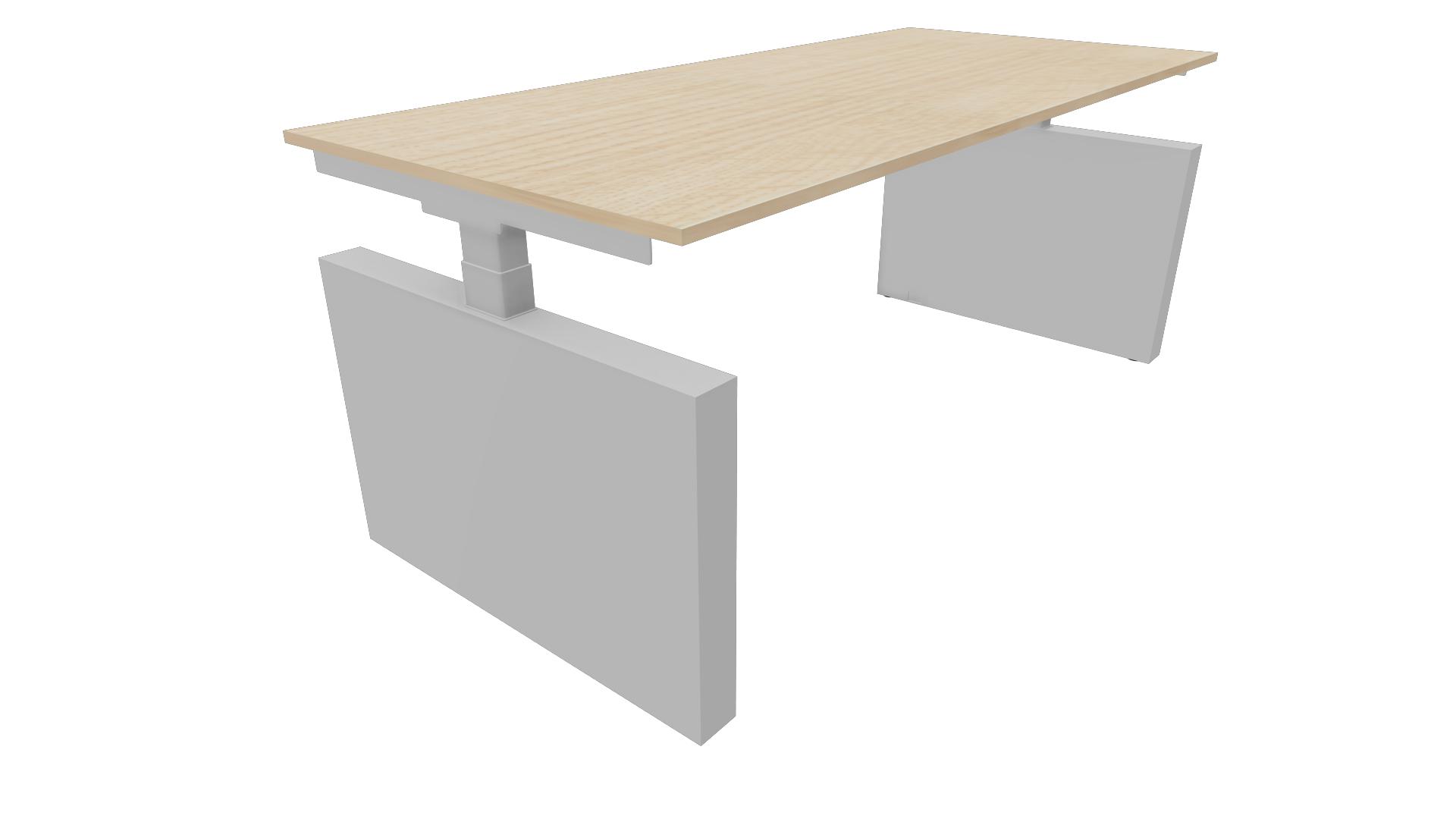 Bureau 3331 recht met zijwangen - 200 x 80 cm. - Alu - Eiken licht afbeelding