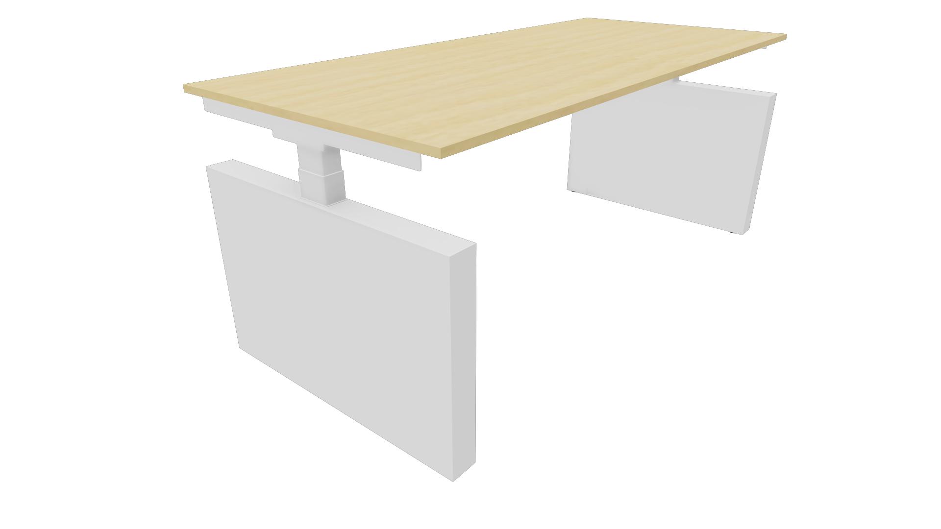 Bureau 3331 recht met zijwangen - 200 x 90 cm - Wit - Beuken afbeelding