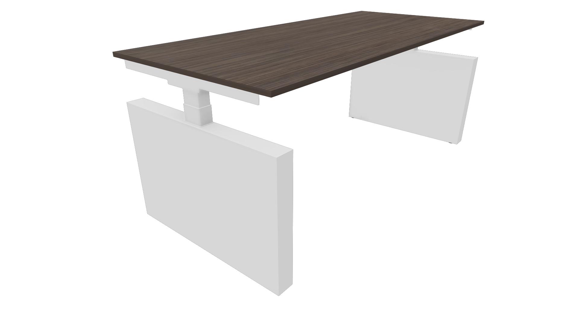 Bureau 3331 recht met zijwangen - 200 x 80 cm. - Wit - Eiken donker afbeelding