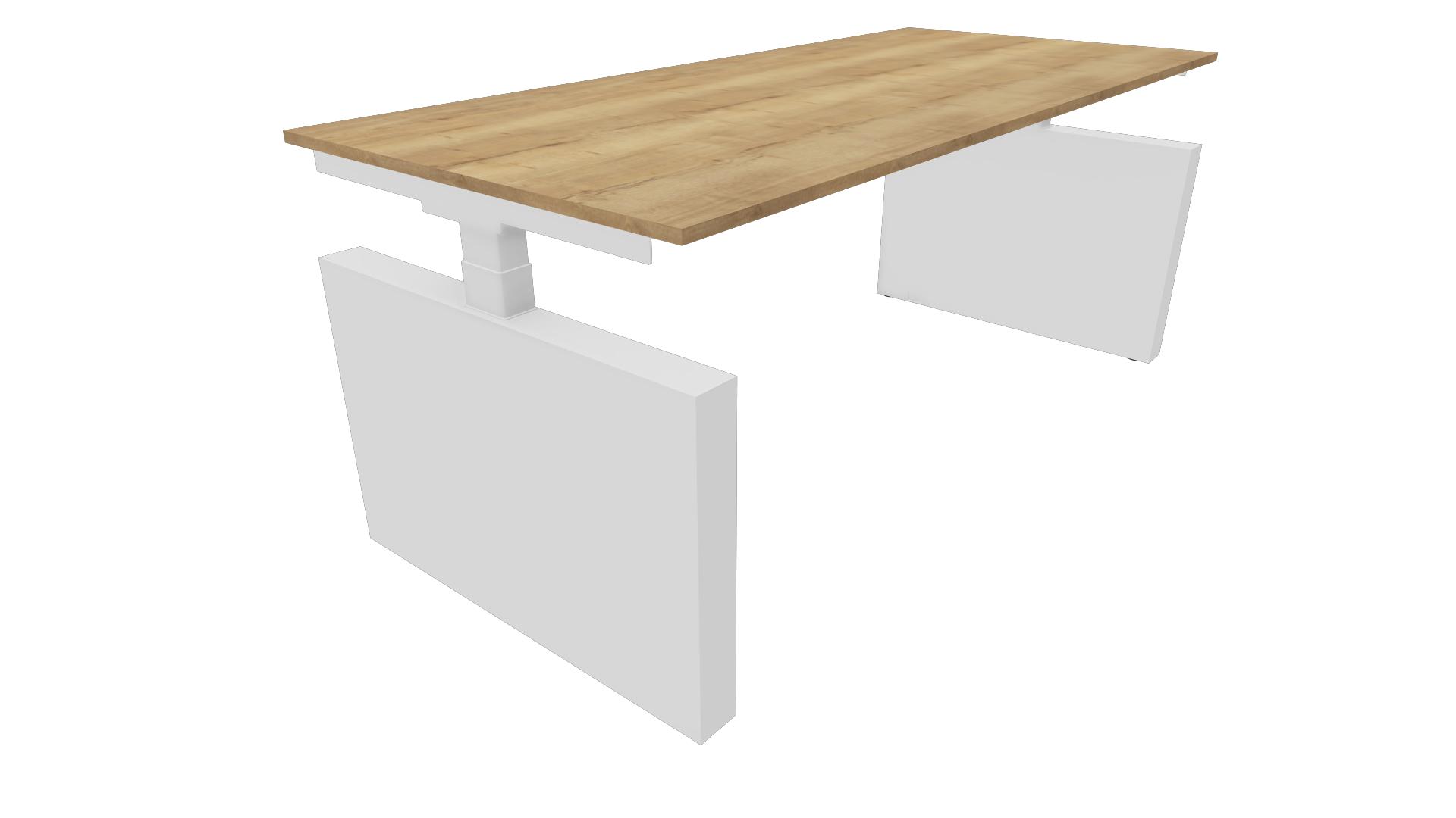 Bureau 3331 recht met zijwangen - 180 x 90 cm. - Wit - Eiken YT49a afbeelding