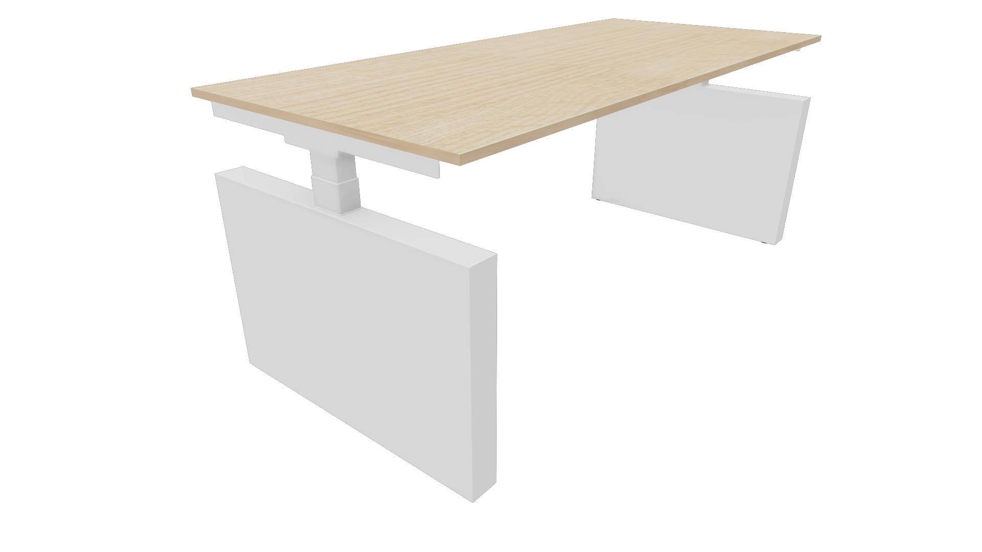 Bureau 3331 recht met zijwangen - 200 x 80 cm. - Wit - Eiken licht afbeelding