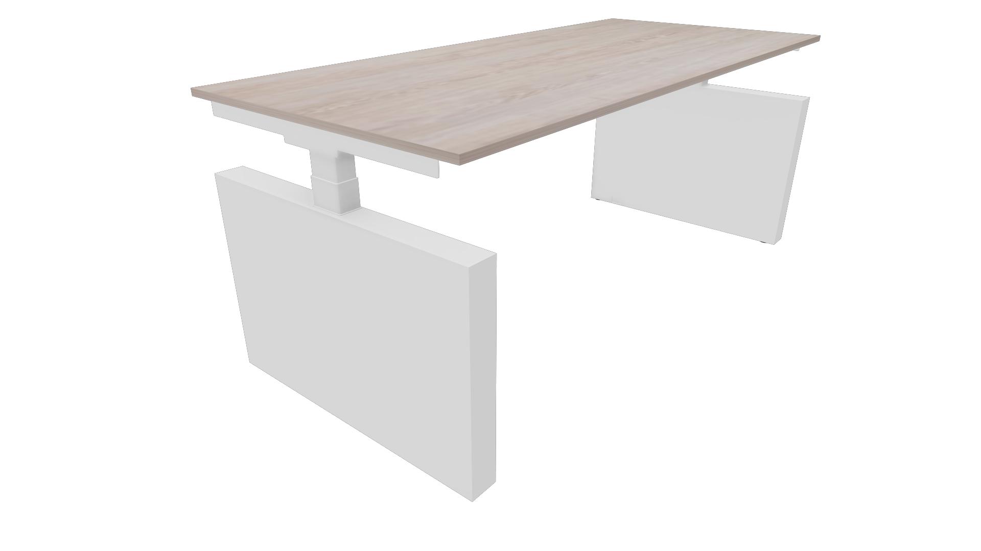 Bureau 3331 recht met zijwangen - 140 x 80 cm. - Wit - Eiken Robson afbeelding