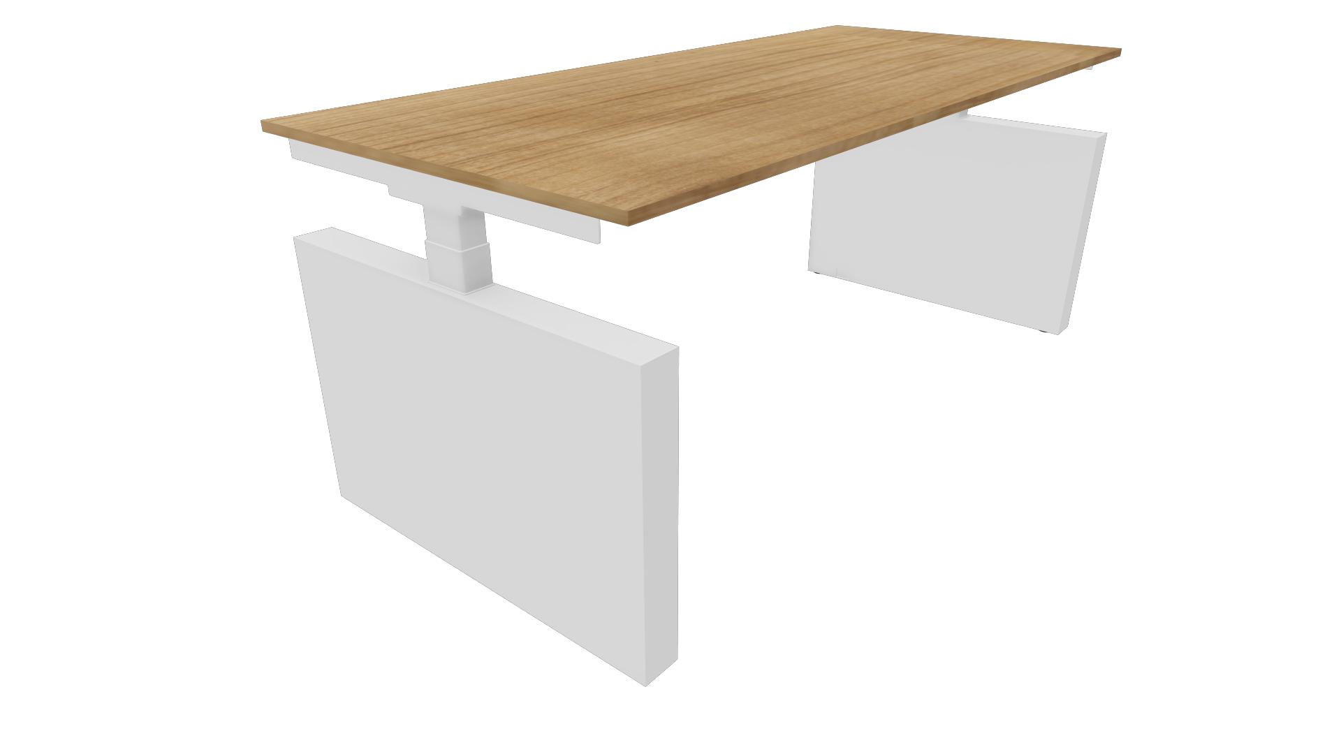 Bureau 3331 recht met zijwangen - 180 x 80 cm. - Wit - Toscaans noten afbeelding