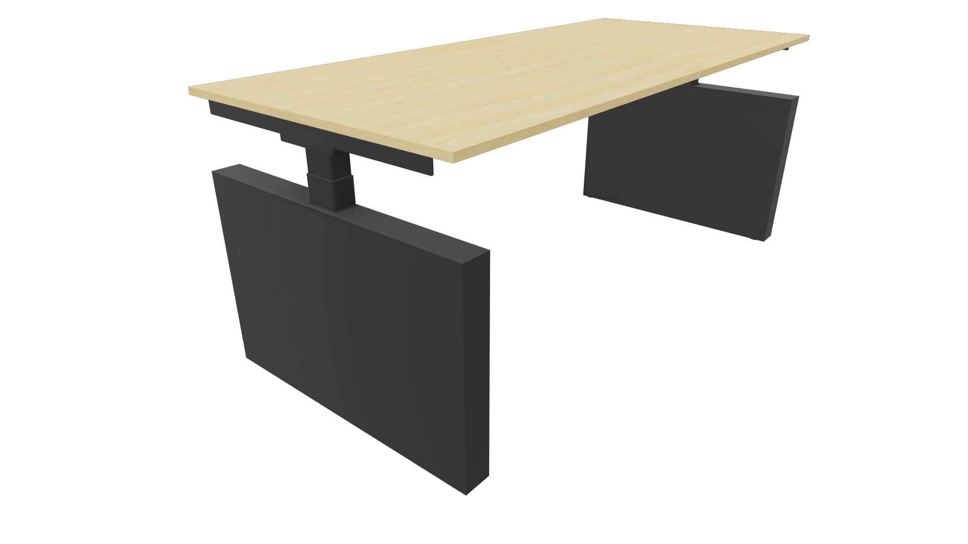Bureau 3331 recht met zijwangen - 200 x 80 cm. - Zwart - Beuken afbeelding