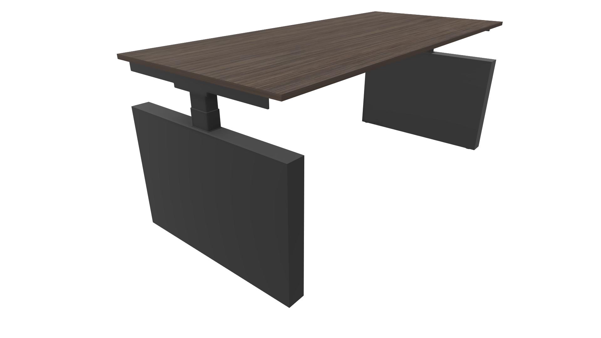 Bureau 3331 recht met zijwangen - 200 x 80 cm. - Zwart - Eiken donker afbeelding