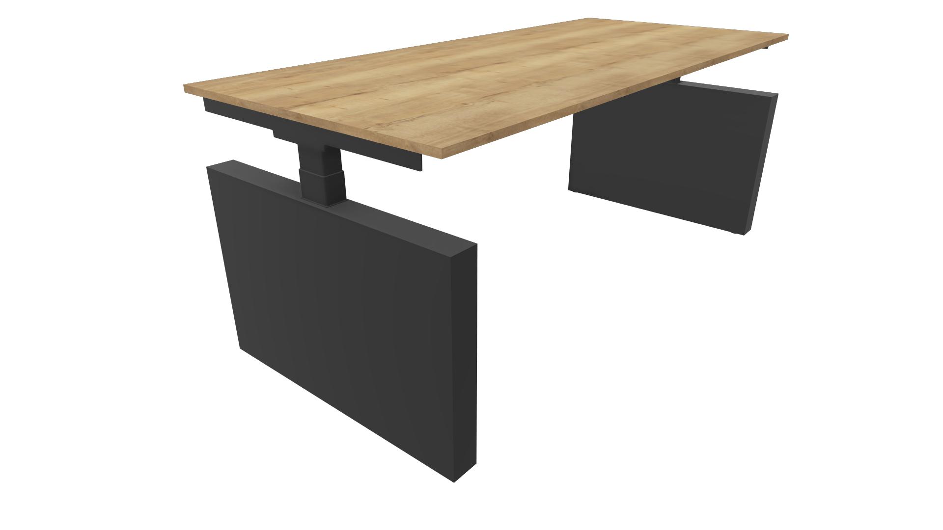 Bureau 3331 recht met zijwangen - 180 x 80 cm. - Zwart - Eiken YT49a afbeelding