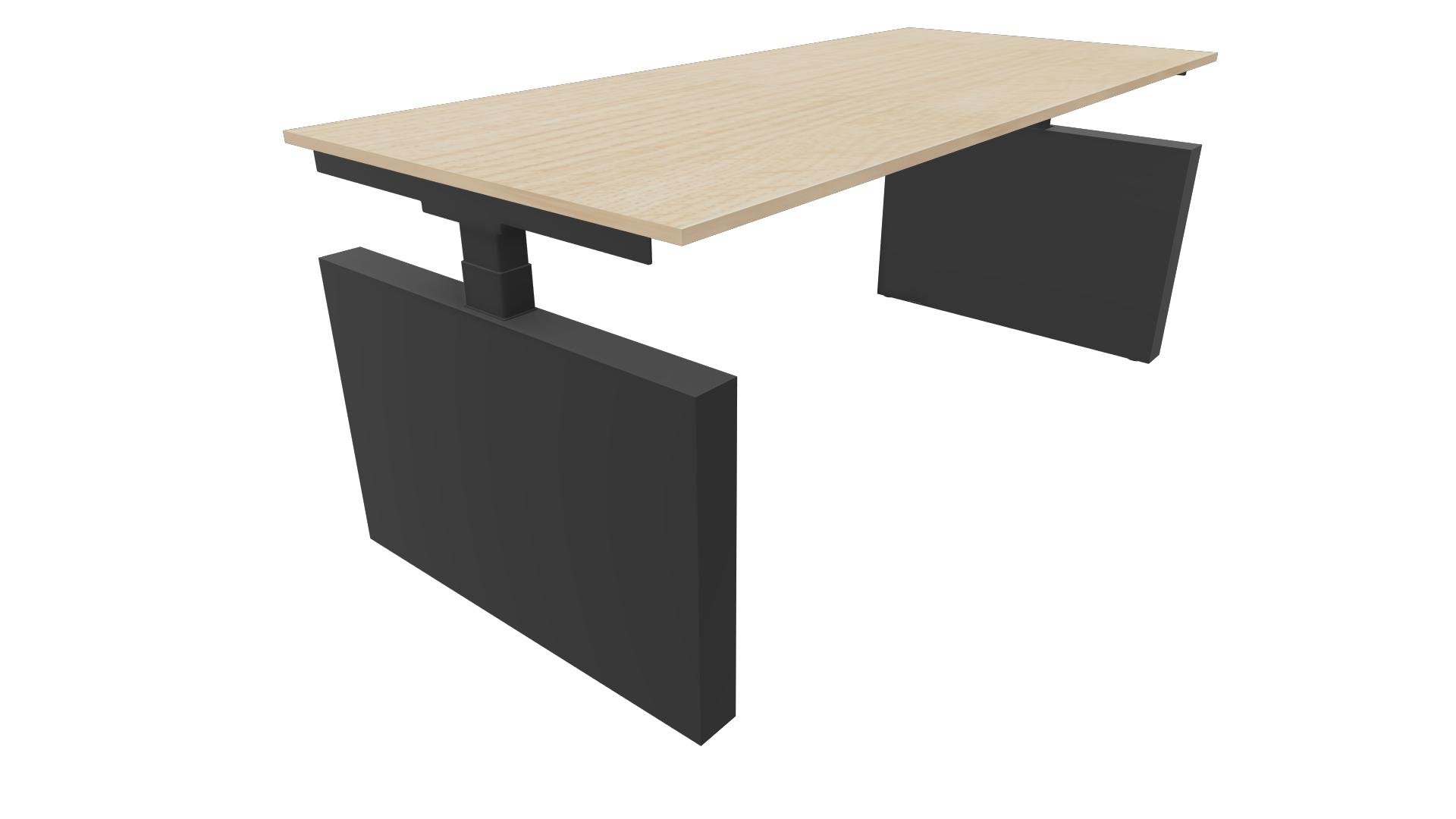 Bureau 3331 recht met zijwangen - 140 x 80 cm. - Zwart - Eiken licht afbeelding