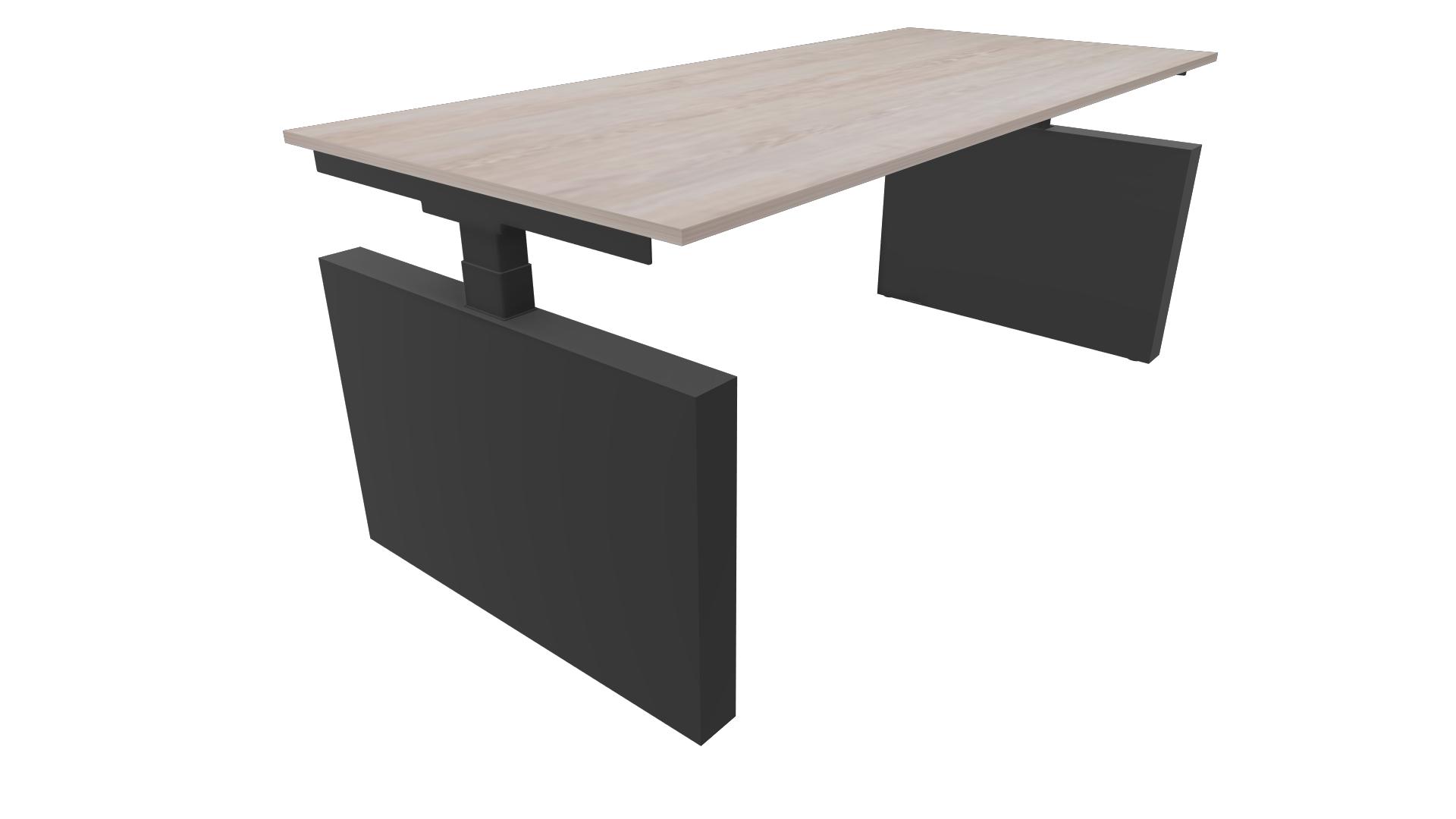 Bureau 3331 recht met zijwangen - 200 x 80 cm. - Zwart - Eiken Robson afbeelding