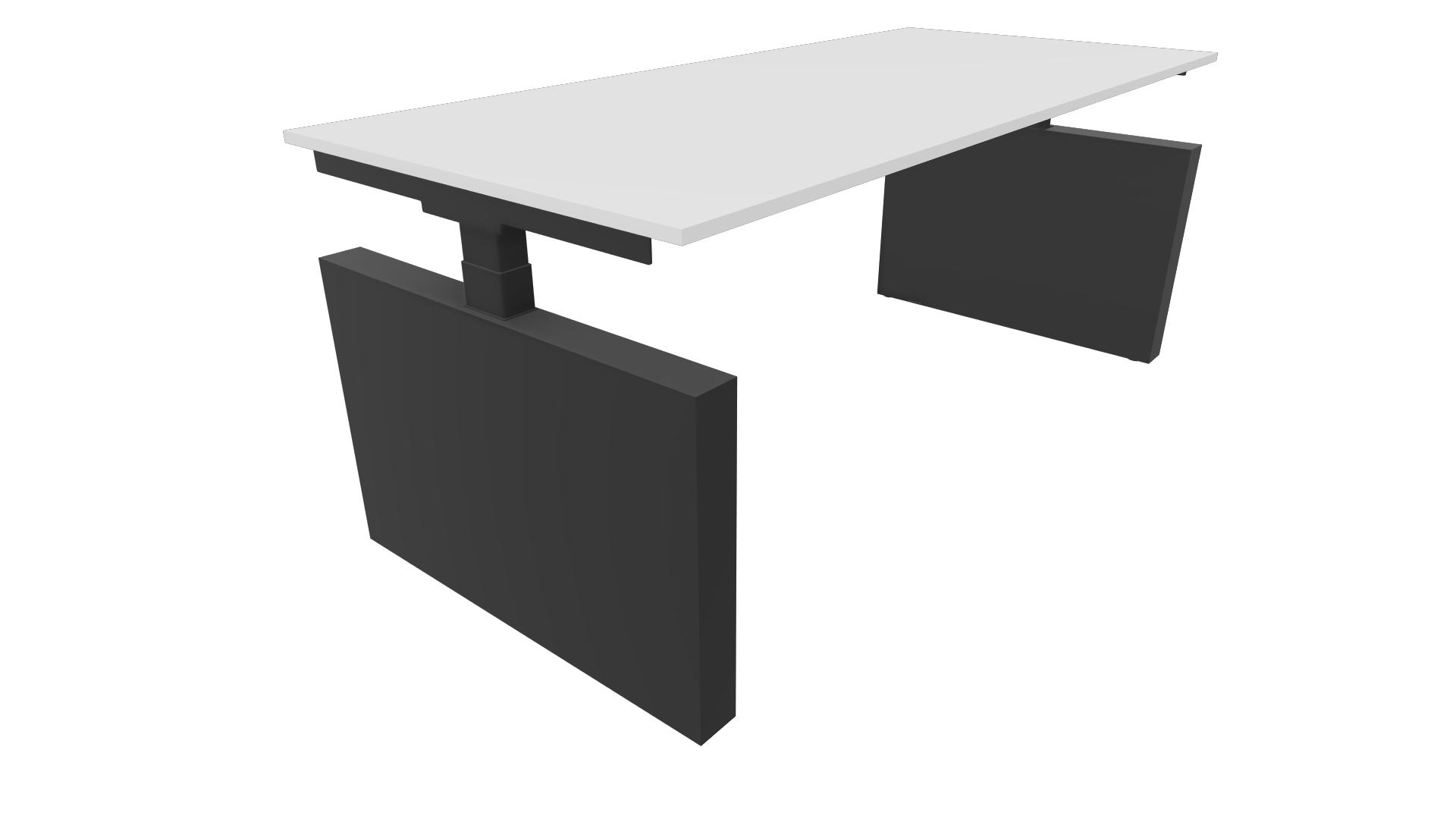 Bureau 3331 recht met zijwangen - 180 x 80 cm. - Zwart - Wit afbeelding