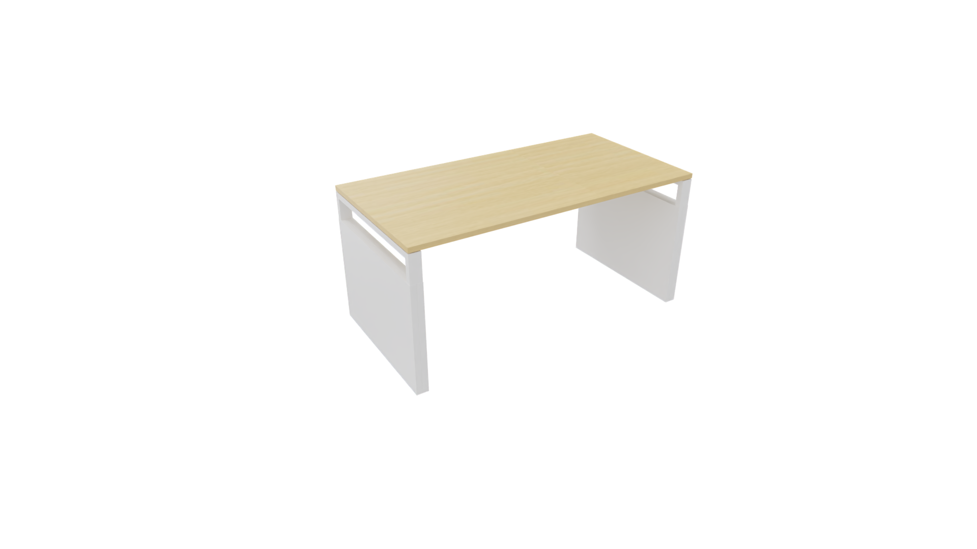 Bureau 4331 recht met zijwangen - 180 x 90 cm. - Wit - Beuken afbeelding
