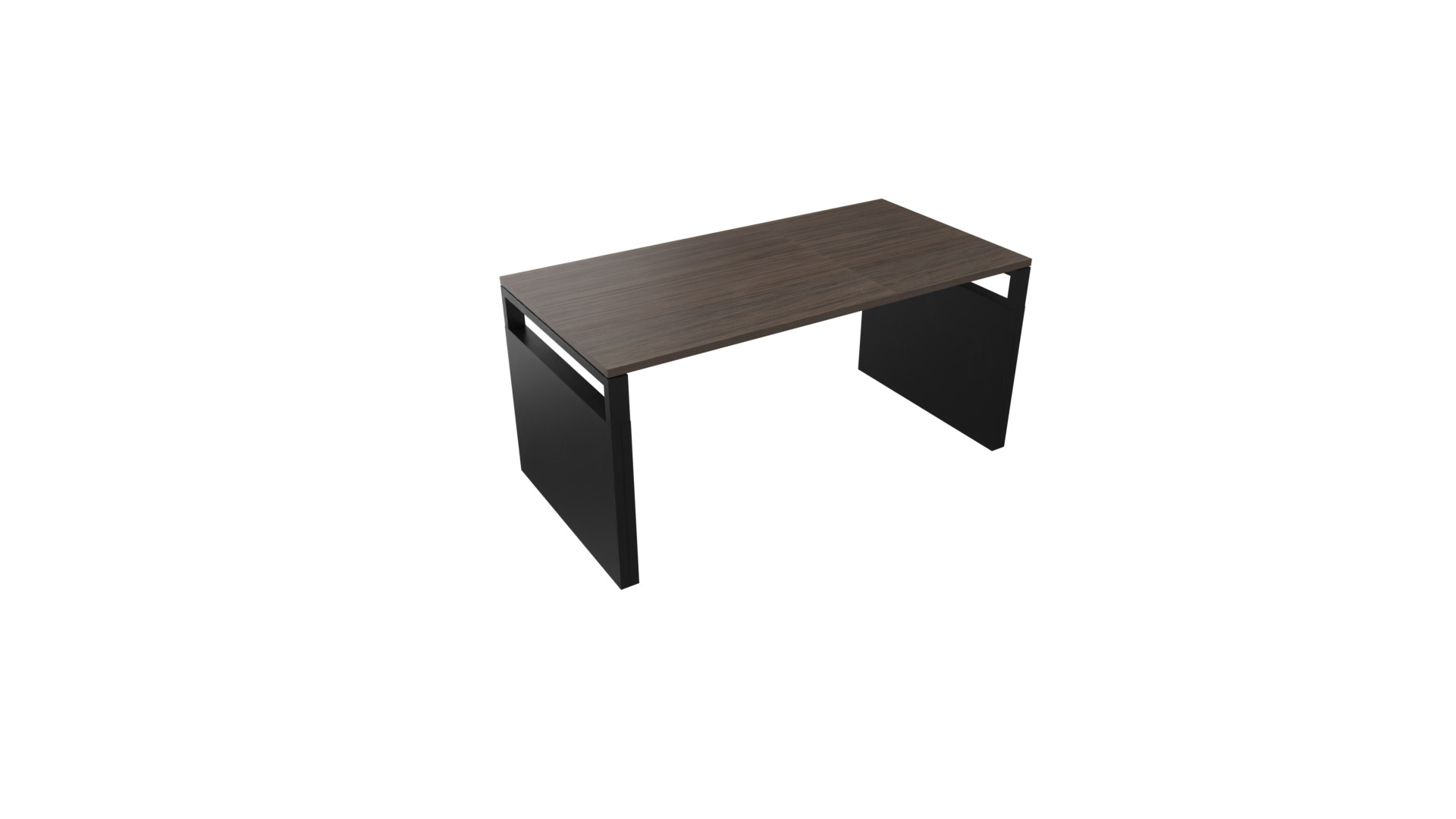 Bureau 4331 recht met zijwangen - 200 x 80 cm. - Zwart - Eiken donker afbeelding