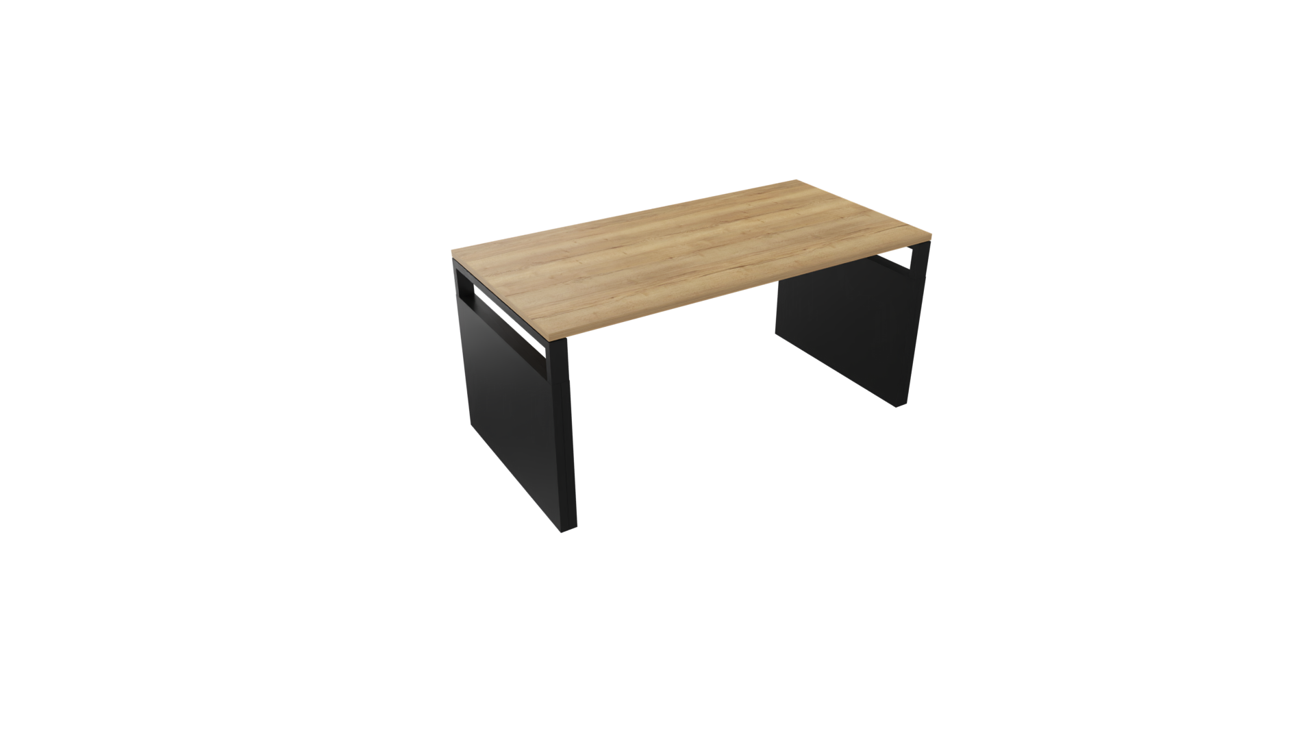Bureau 4331 recht met zijwangen - 180 x 90 cm. - Zwart - Eiken YT49a afbeelding