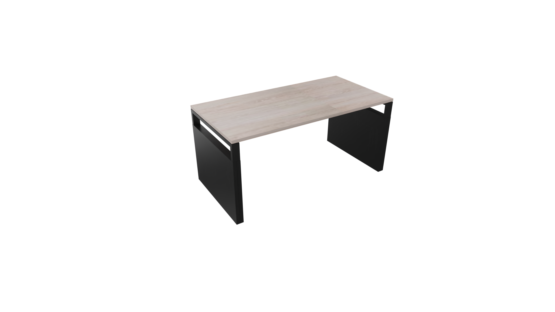 Bureau 4331 recht met zijwangen - 180 x 80 cm. - Zwart - Eiken Robson afbeelding