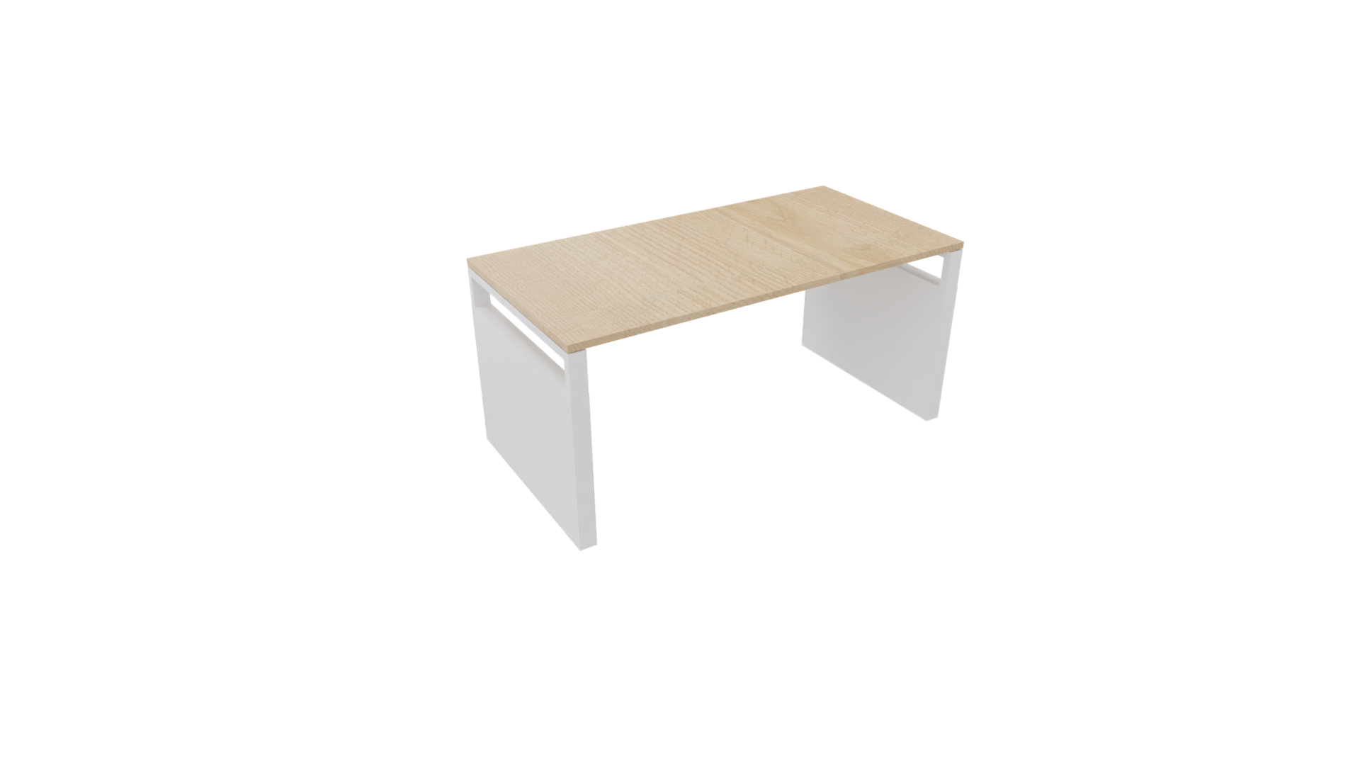 Bureau 4331 recht met zijwangen - 180 x 90 cm. - Wit - Eiken licht afbeelding