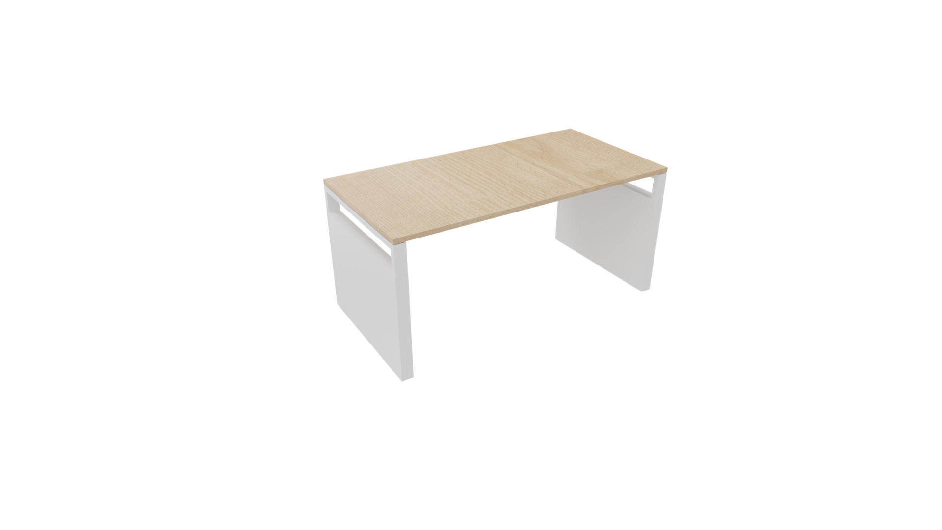 Bureau 4331 recht met zijwangen - 200 x 90 cm - Wit - Eiken licht afbeelding