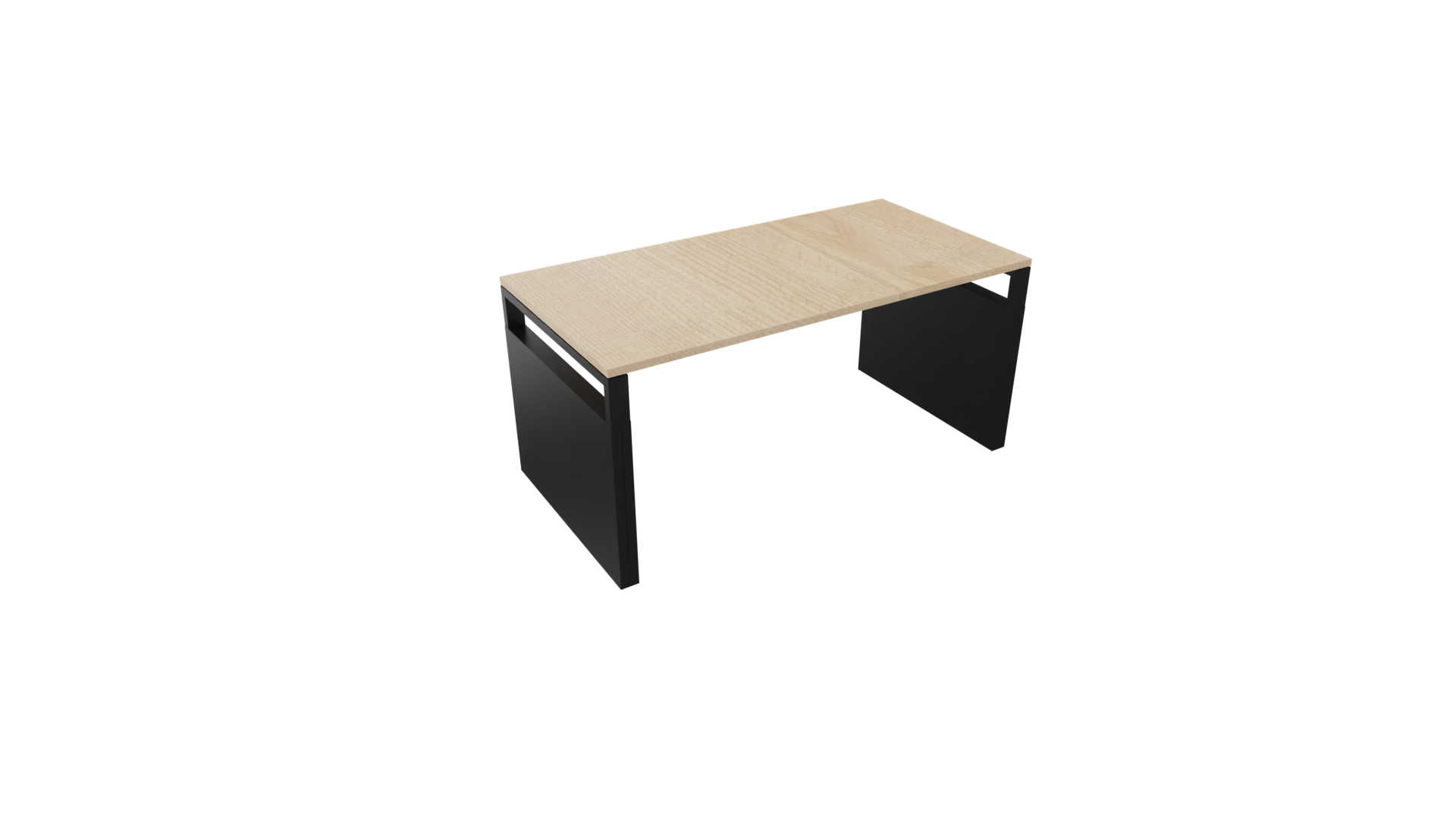 Bureau 4331 recht met zijwangen - 180 x 90 cm. - Zwart - Eiken licht afbeelding