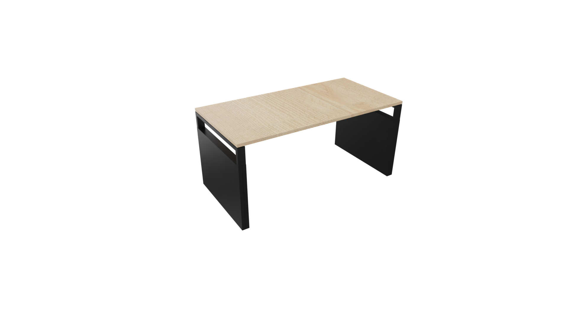 Bureau 4331 recht met zijwangen - 200 x 90 cm - Zwart - Eiken licht afbeelding