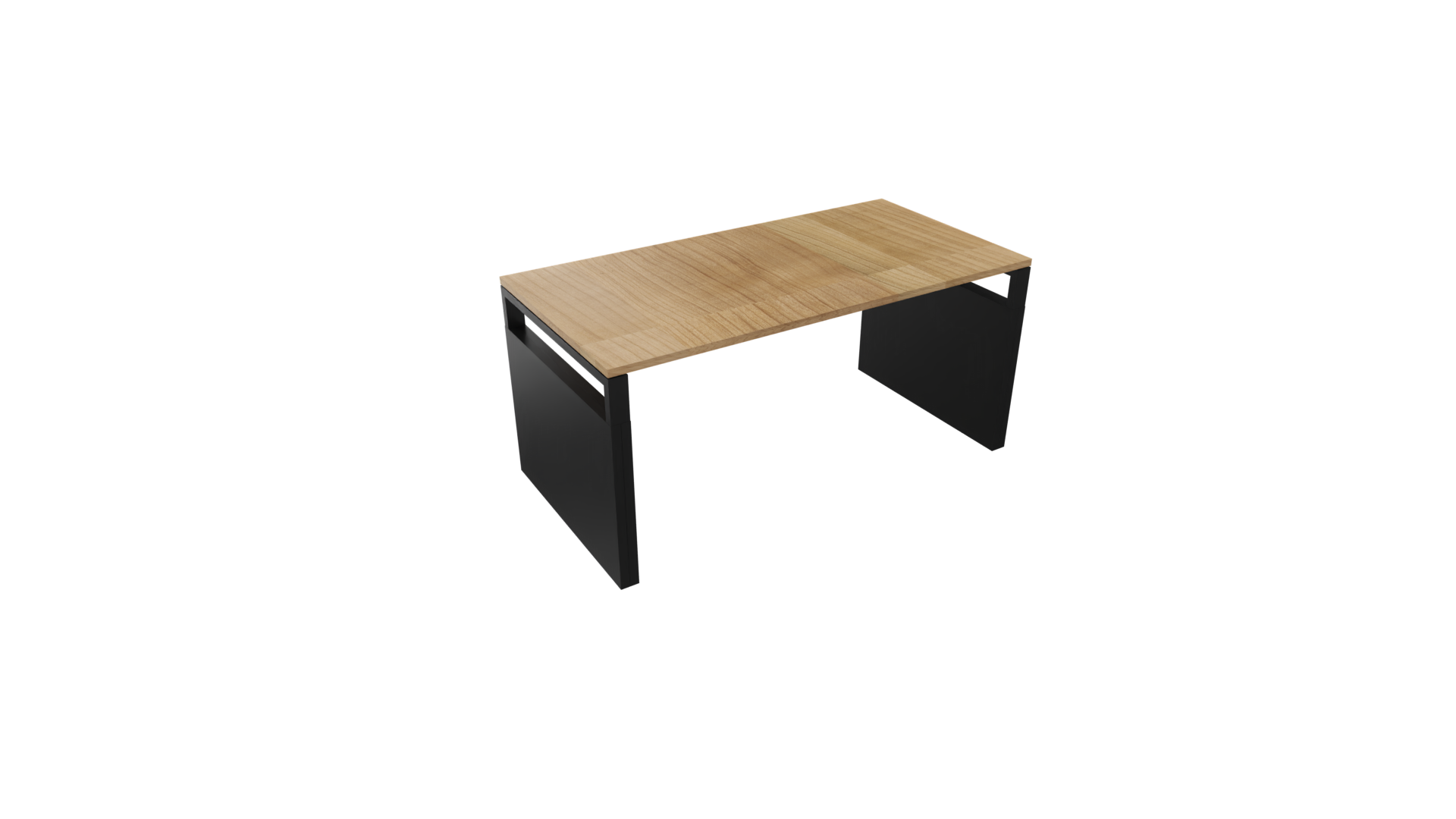 Bureau 4331 recht met zijwangen - 160 x 80 cm. - Zwart - Toscaans noten afbeelding