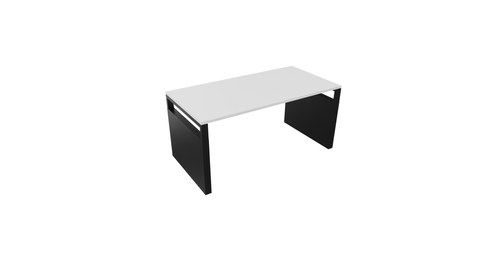 Bureau 4331 recht met zijwangen - 160 x 80 cm. - Zwart - Wit afbeelding