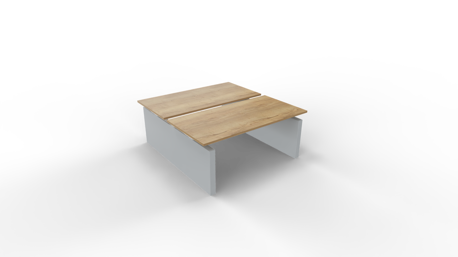 Elektrisch duo-bureau 5777 - 140 x 80 cm. - Alu - Eiken YT49a afbeelding