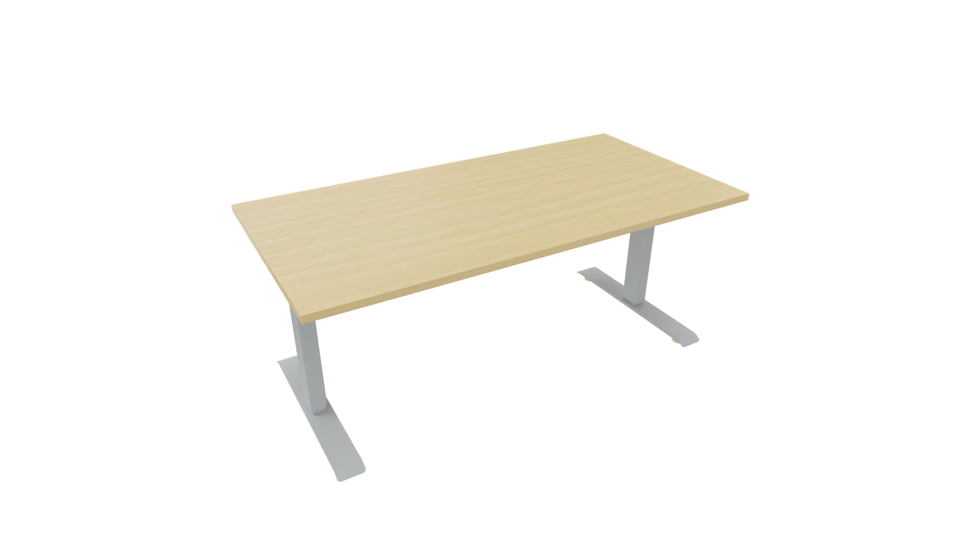 Elektrisch bureau recht 5777 - 180 x 80 cm. - Alu - Beuken afbeelding