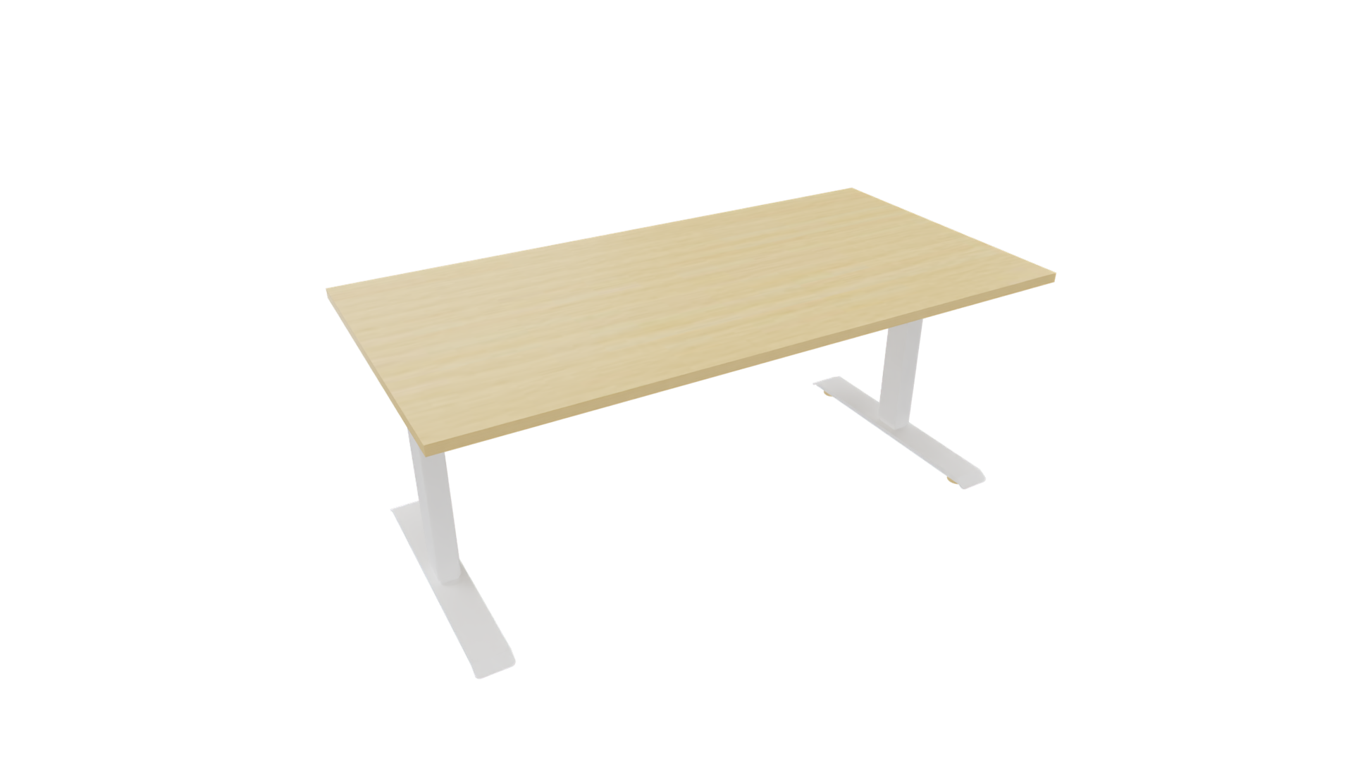 Elektrisch bureau recht 5777 - 200 x 90 cm - Wit - Beuken afbeelding