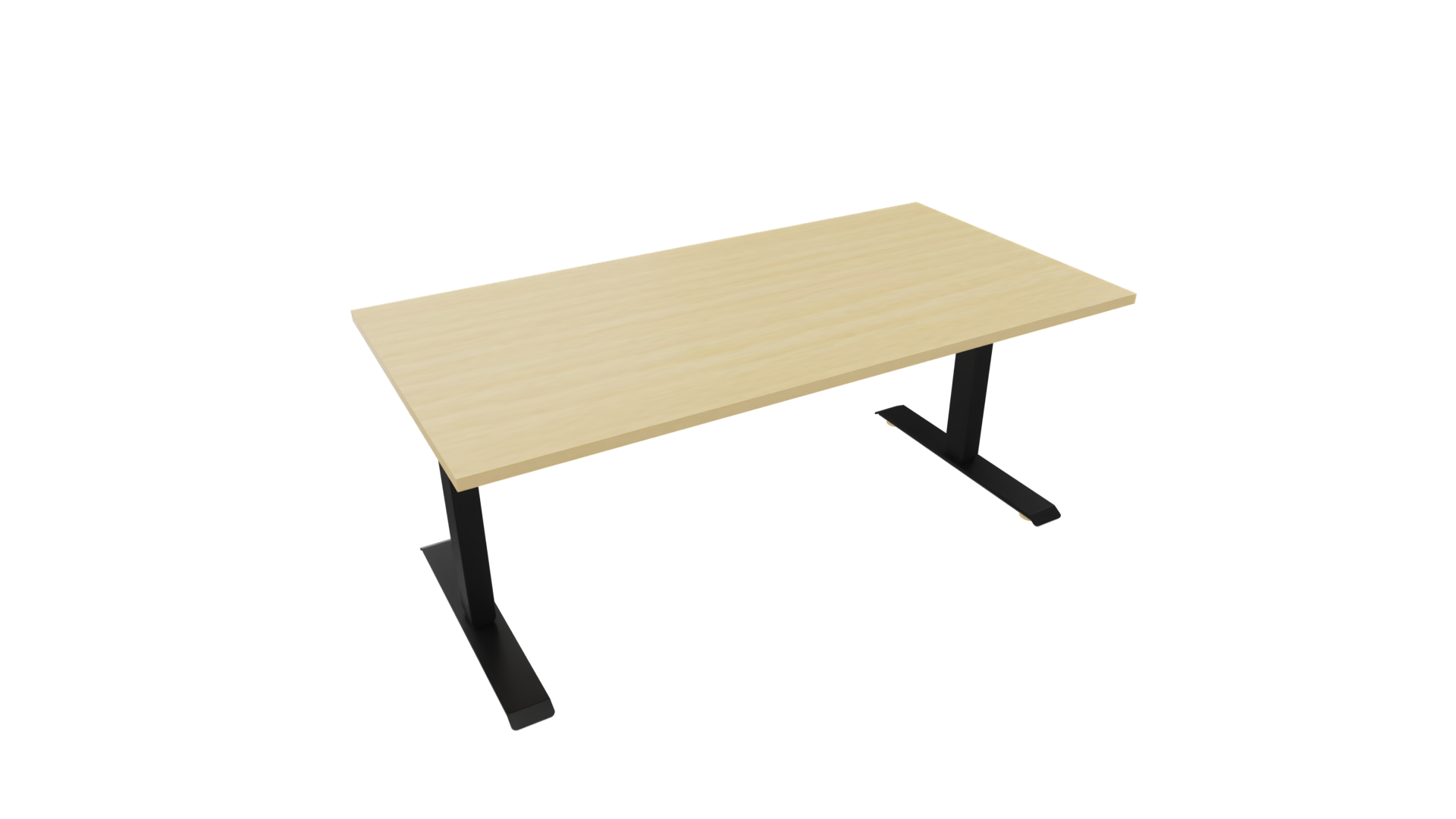 Elektrisch bureau recht 5777 - 180 x 90 cm. - Zwart - Beuken afbeelding