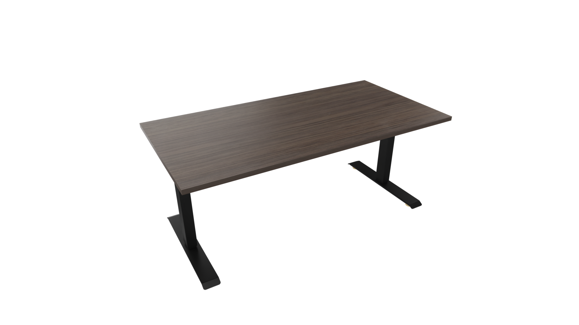 Elektrisch bureau recht 5777 - 180 x 90 cm. - Zwart - Eiken donker afbeelding