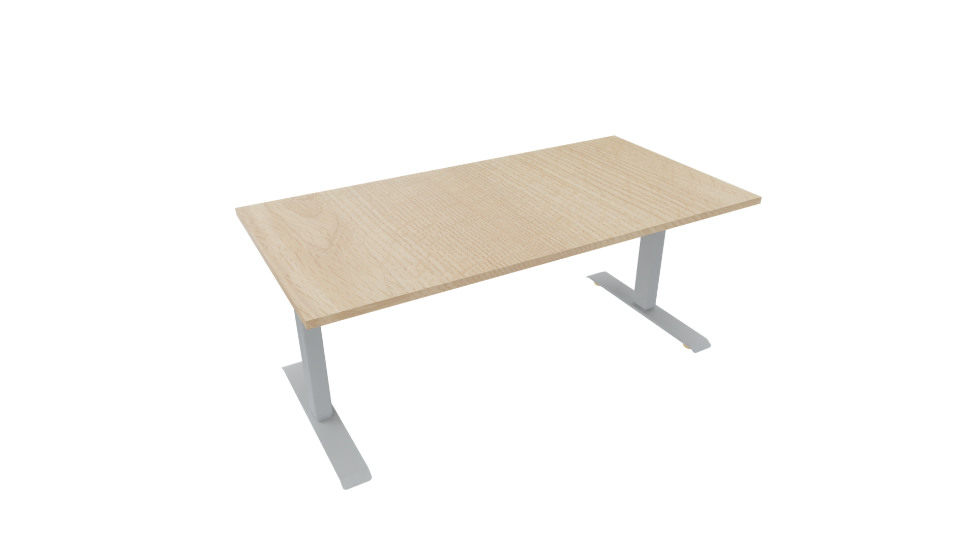 Elektrisch bureau recht 5777 - 200 x 90 cm - Alu - Eiken licht afbeelding
