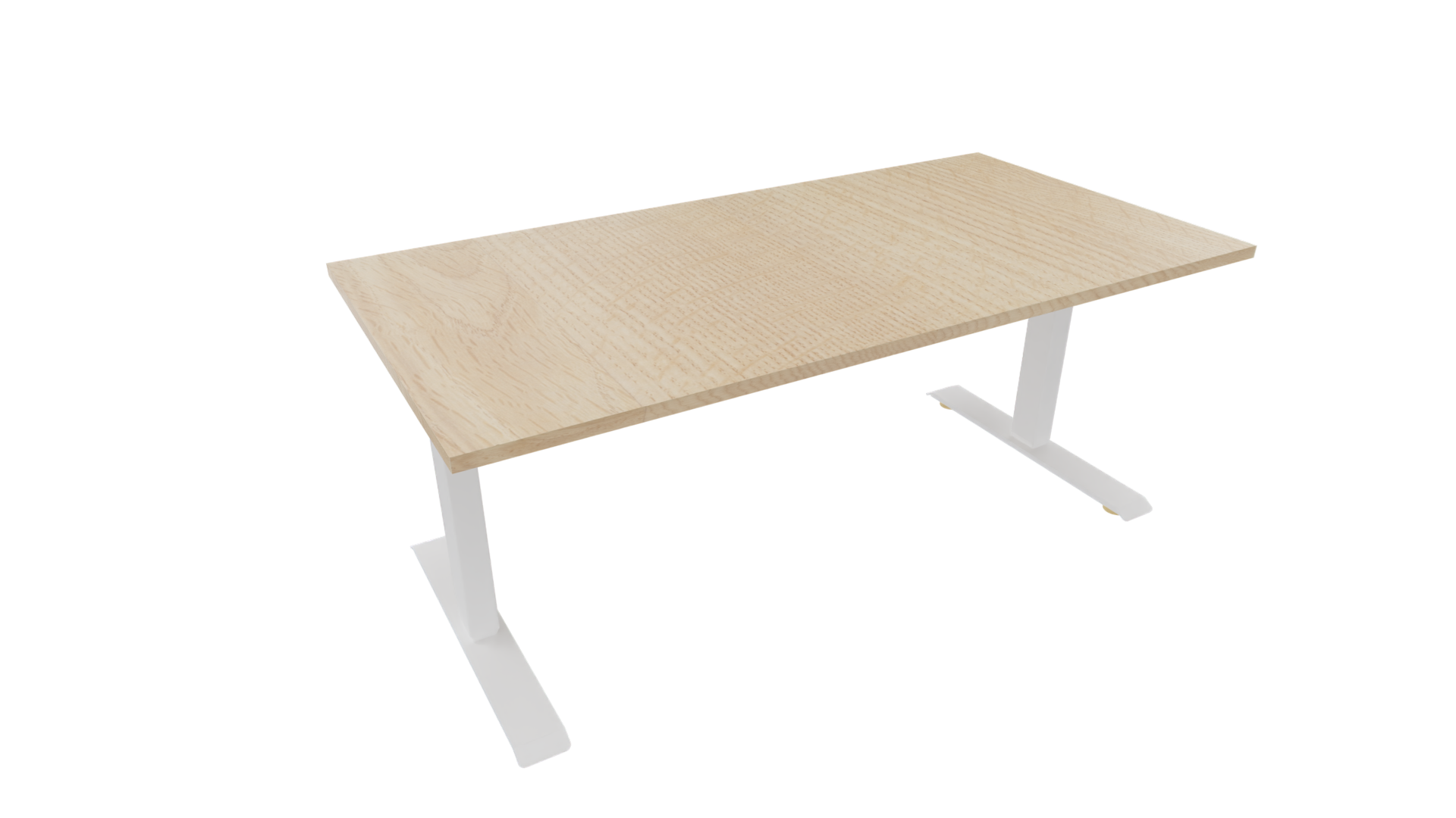 Elektrisch bureau recht 5777 - 160 x 80 cm. - Wit - Eiken licht afbeelding