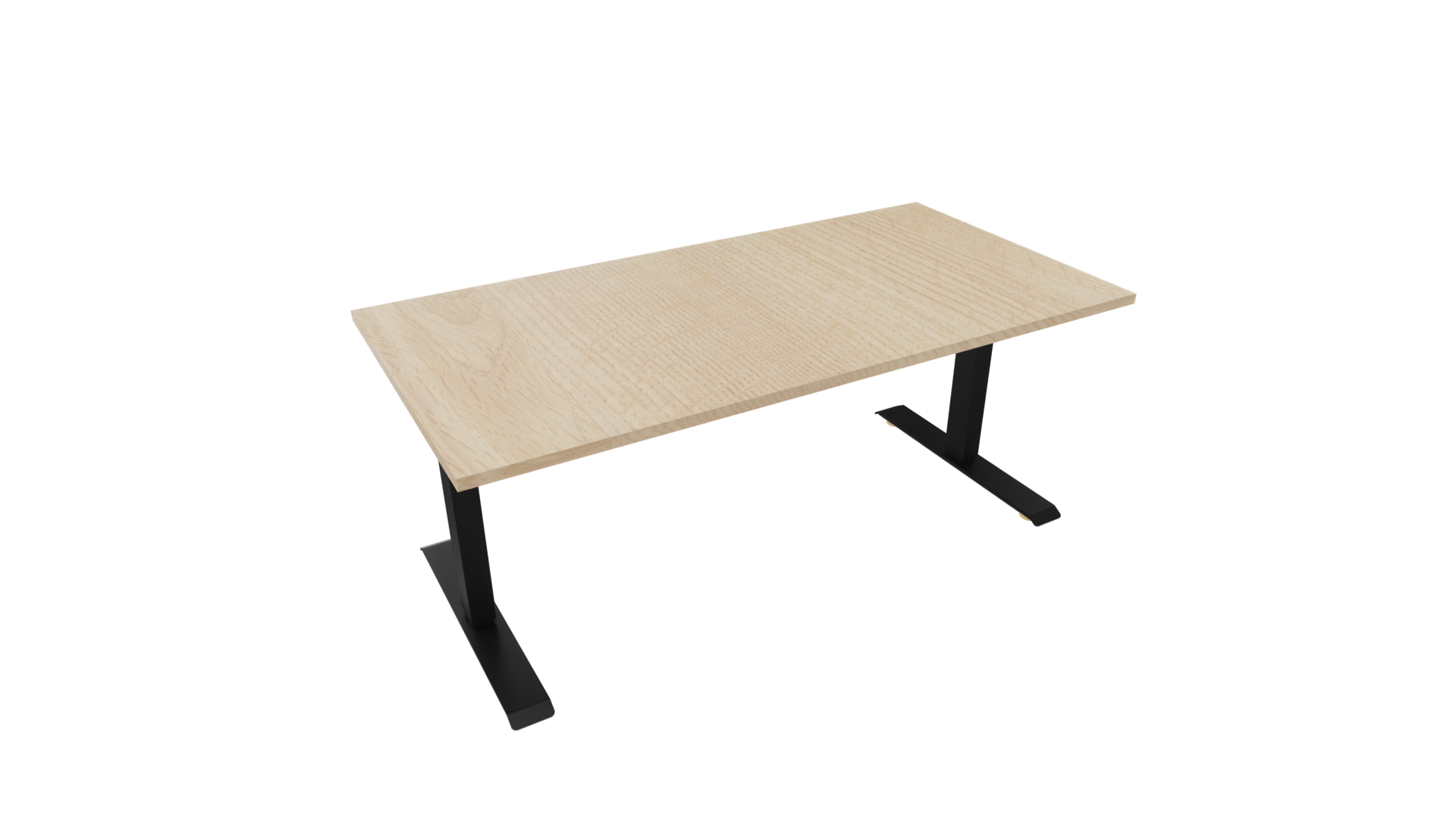 Elektrisch bureau recht 5777 - 120 x 80 cm. - Zwart - Eiken licht afbeelding