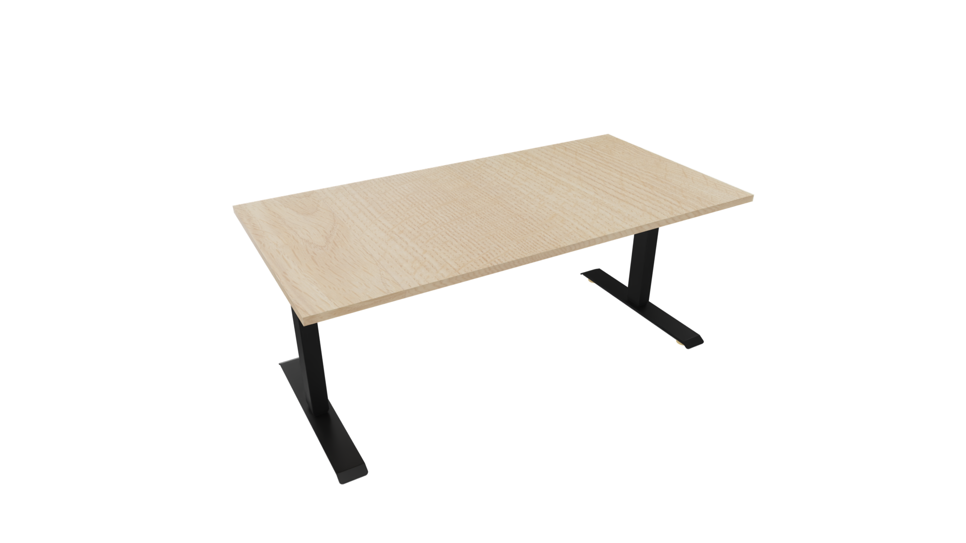 Elektrisch bureau recht 5777 - 140 x 80 cm. - Zwart - Eiken licht afbeelding