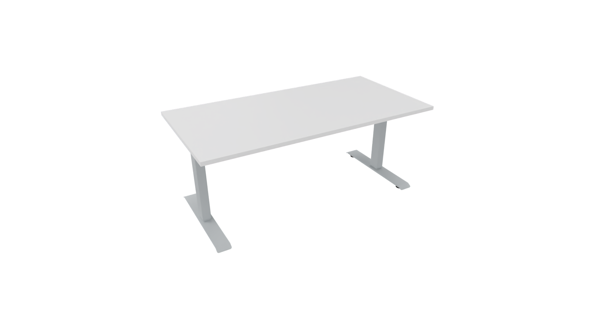 Elektrisch bureau recht 5777 - 140 x 80 cm. - Alu - Wit afbeelding