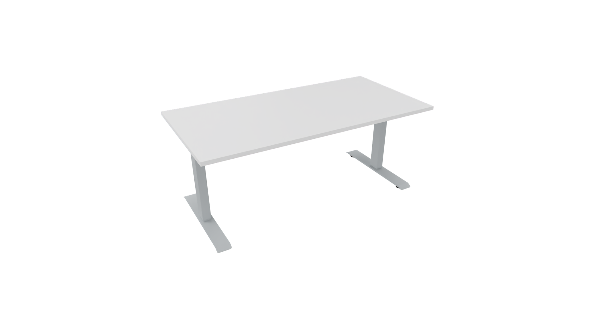 Elektrisch bureau recht 5777 - 200 x 80 cm. - Alu - Wit afbeelding