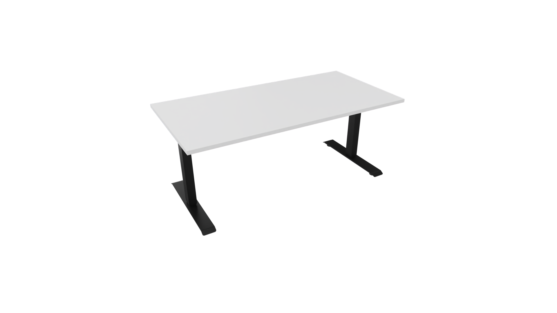Elektrisch bureau recht 5777 - 200 x 80 cm. - Zwart - Wit afbeelding