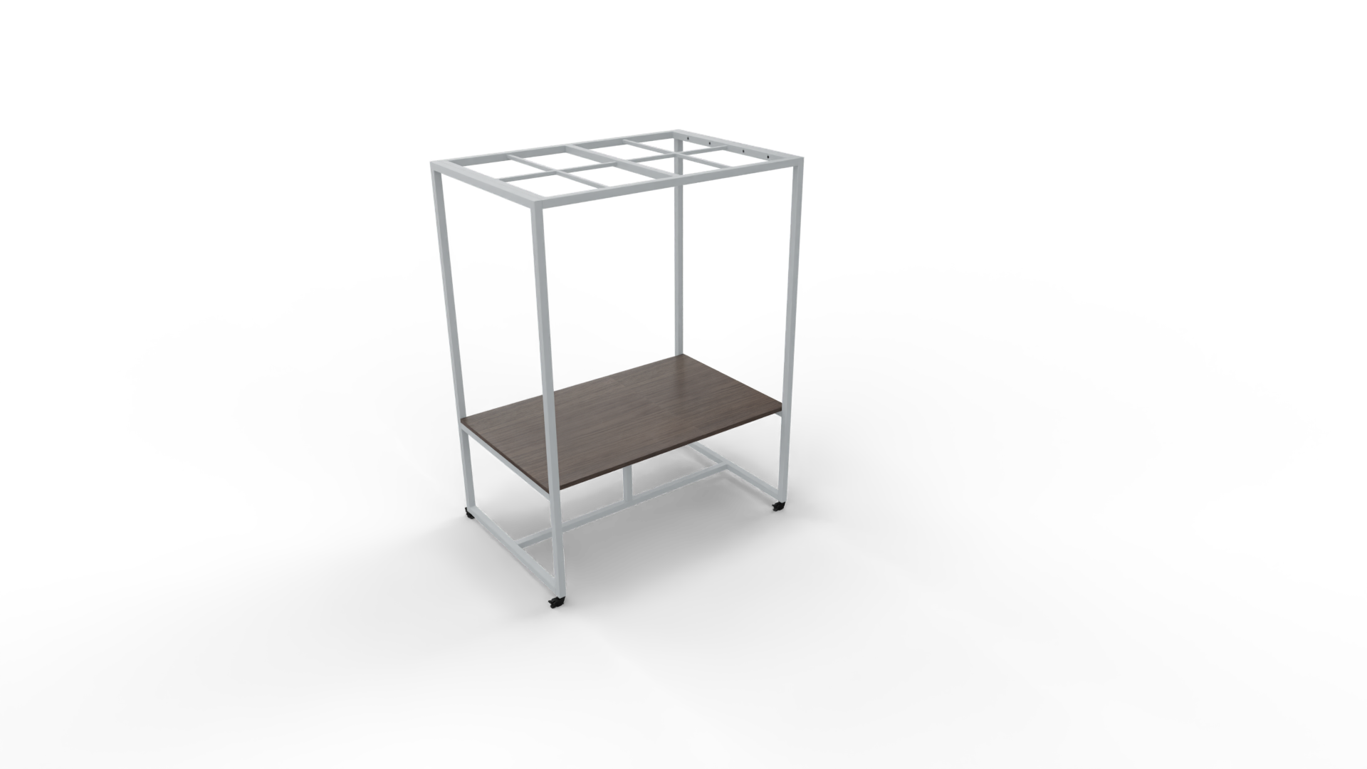 Verrijdbare vergadertafel 5111 met dakelement - 240 x 100 cm. - Alu - Eiken donker afbeelding