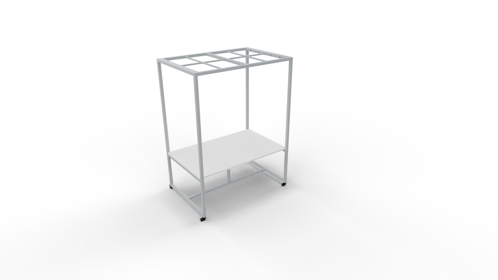 Verrijdbare vergadertafel 5111 met dakelement - 240 x 100 cm. - Alu - Wit afbeelding