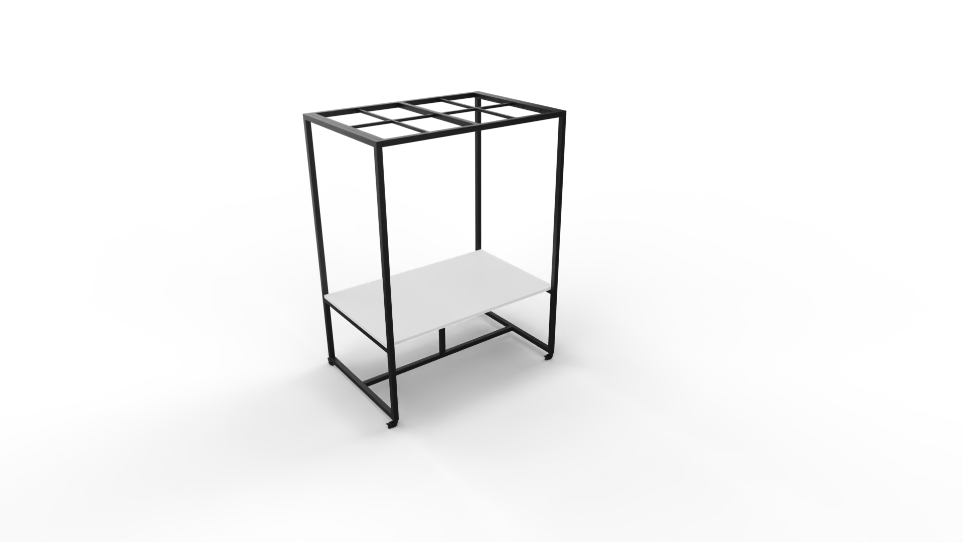 Verrijdbare vergadertafel 5111 met dakelement - 160 x 100 cm. - Zwart - Wit afbeelding