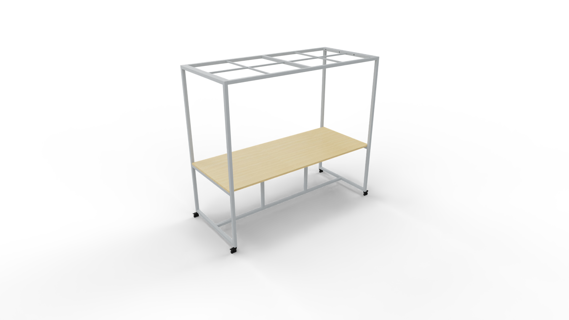 Verrijdbare vergadertafel 5211 met dakelement - 160 x 100 cm. - Alu - Beuken afbeelding