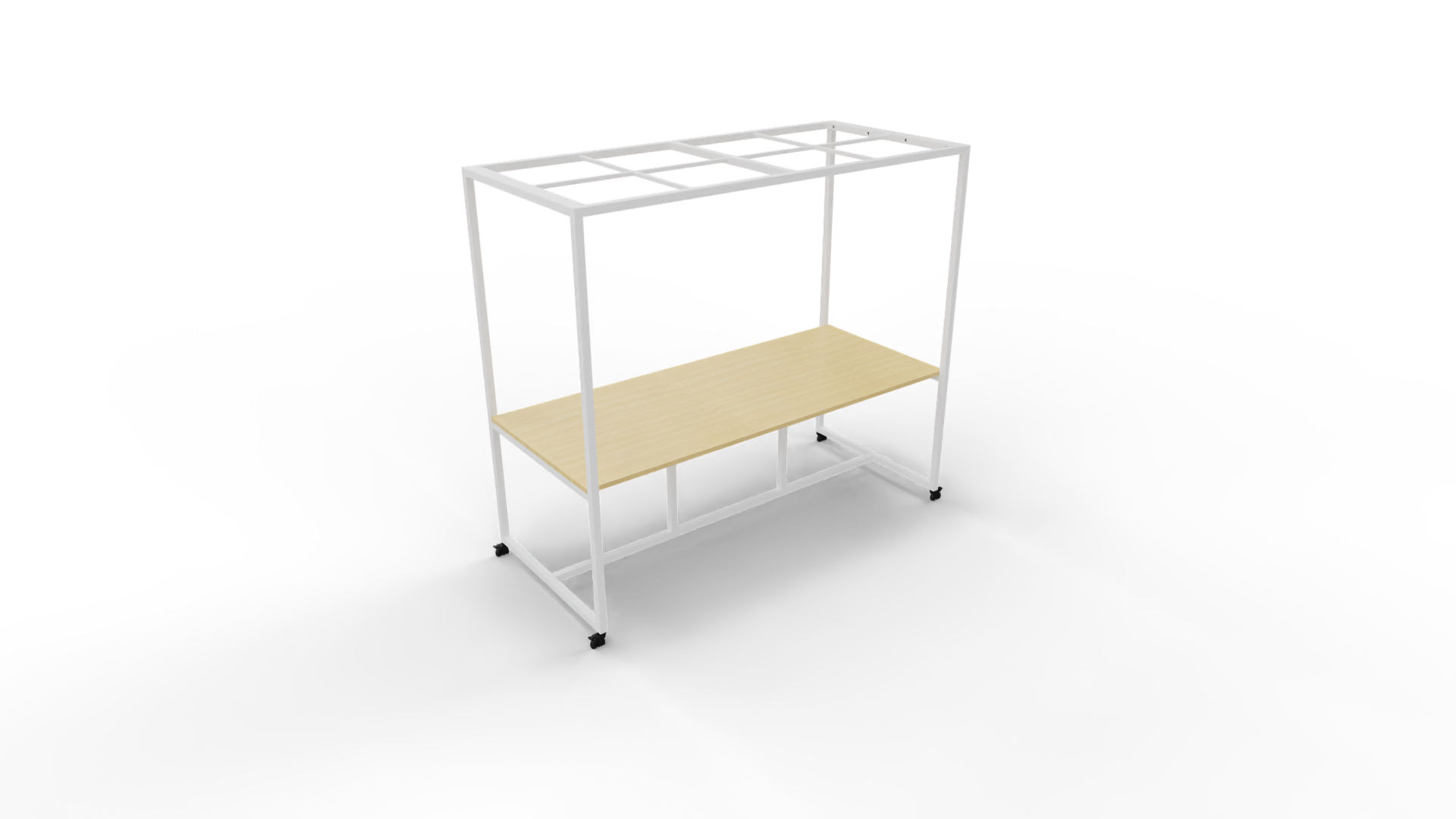 Verrijdbare vergadertafel 5211 met dakelement - 160 x 100 cm. - Wit - Beuken afbeelding