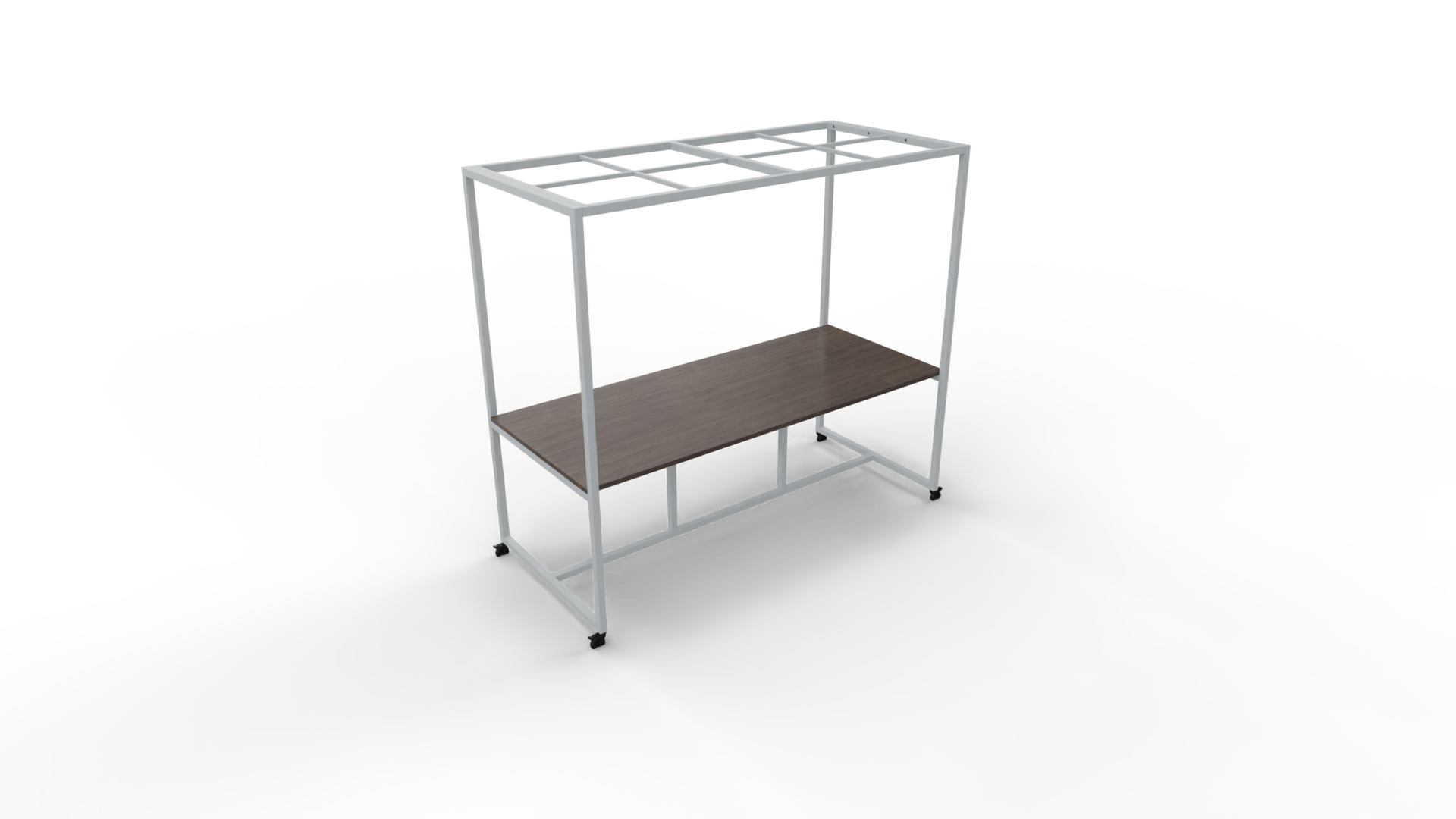 Verrijdbare vergadertafel 5211 met dakelement - 240 x 100 cm. - Alu - Eiken donker afbeelding