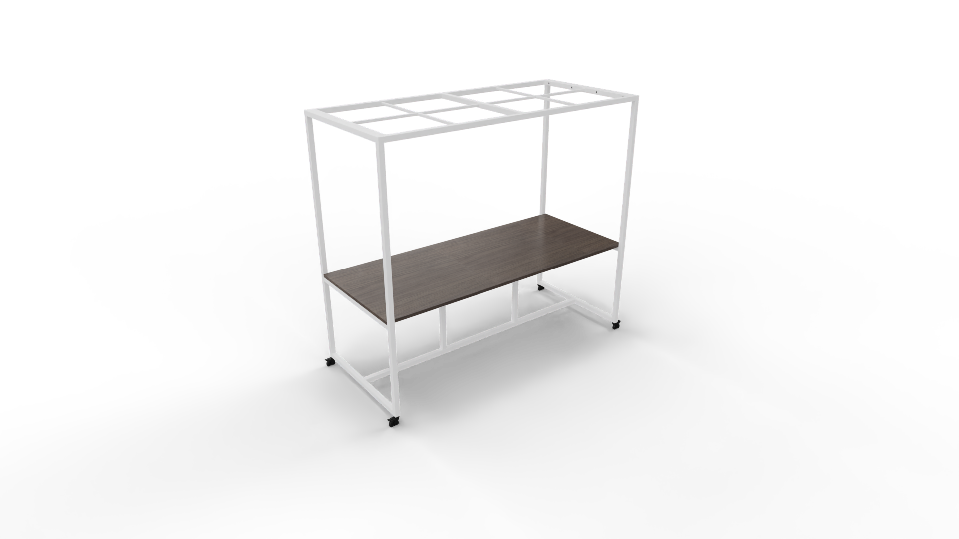 Verrijdbare vergadertafel 5211 met dakelement - 240 x 100 cm. - Wit - Eiken donker afbeelding
