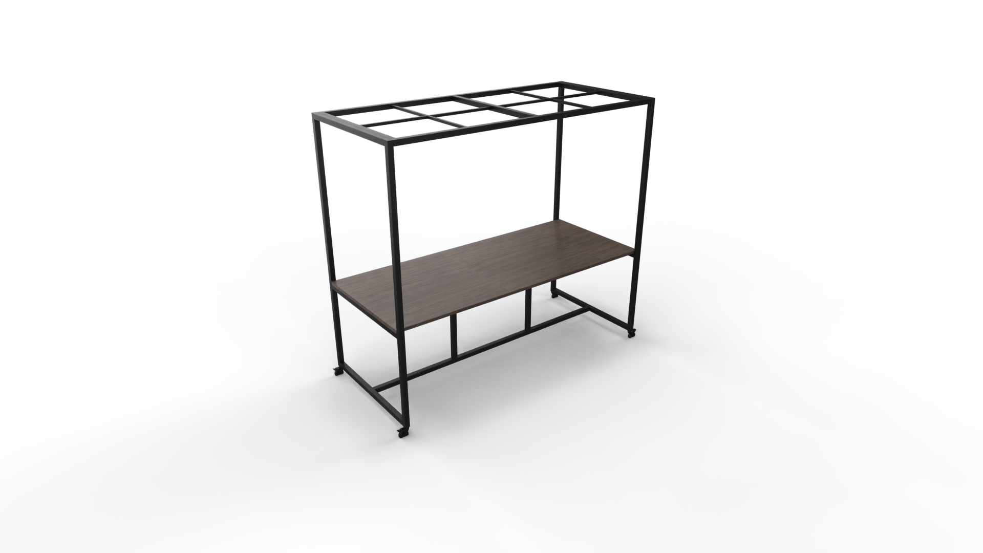 Verrijdbare vergadertafel 5211 met dakelement - 240 x 100 cm. - Zwart - Eiken donker afbeelding