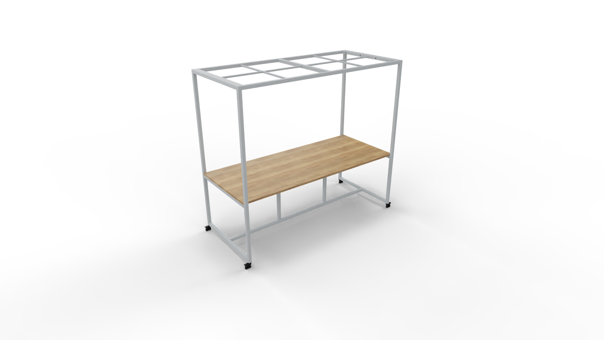 Verrijdbare vergadertafel 5211 met dakelement - 160 x 100 cm. - Alu - Eiken YT49a afbeelding