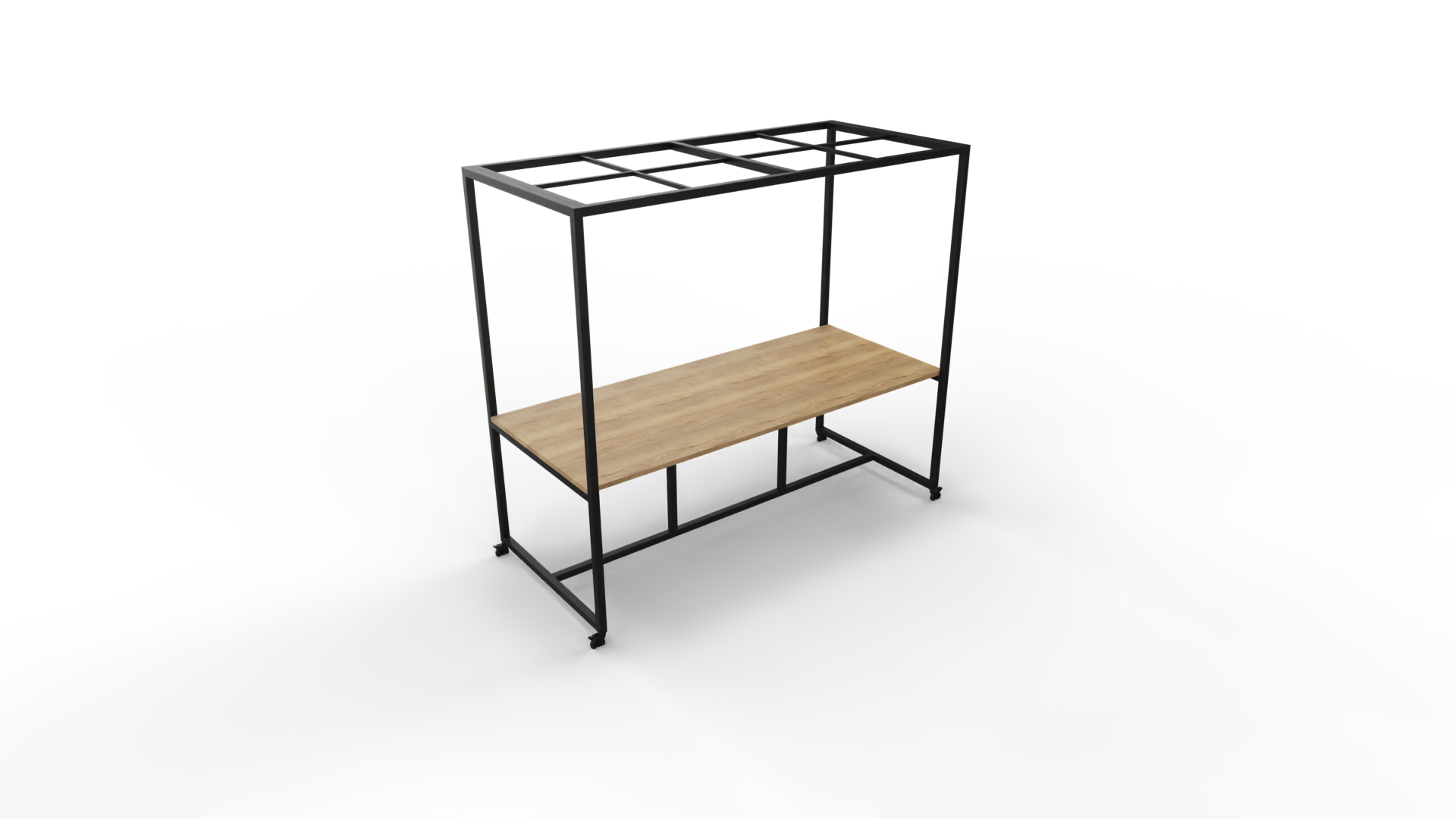 Verrijdbare vergadertafel 5211 met dakelement - 320 x 100 cm. - Zwart - Eiken YT49a afbeelding