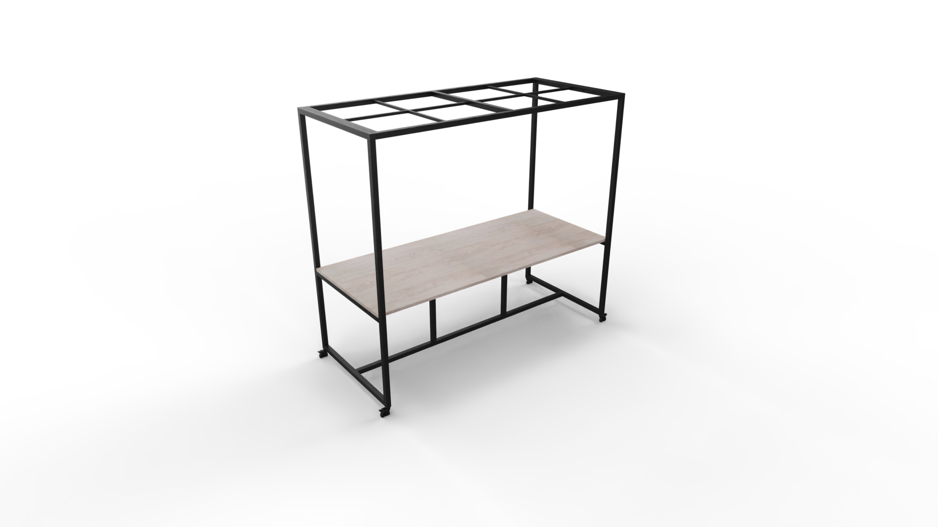 Verrijdbare vergadertafel 5211 met dakelement - 320 x 100 cm. - Zwart - Eiken Robson afbeelding