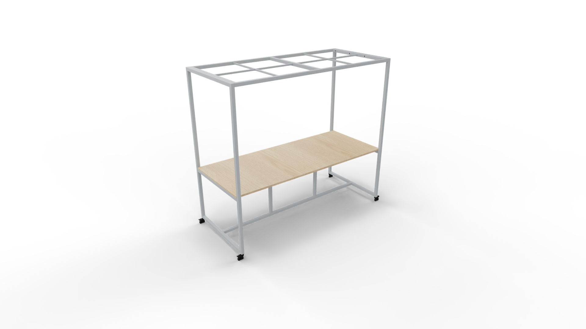Verrijdbare vergadertafel 5211 met dakelement - 240 x 100 cm. - Alu - Eiken licht afbeelding